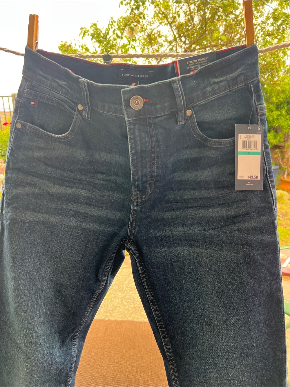 Tommy Hilfiger Boys 16 Dark Blue Stretch Straight Jeans